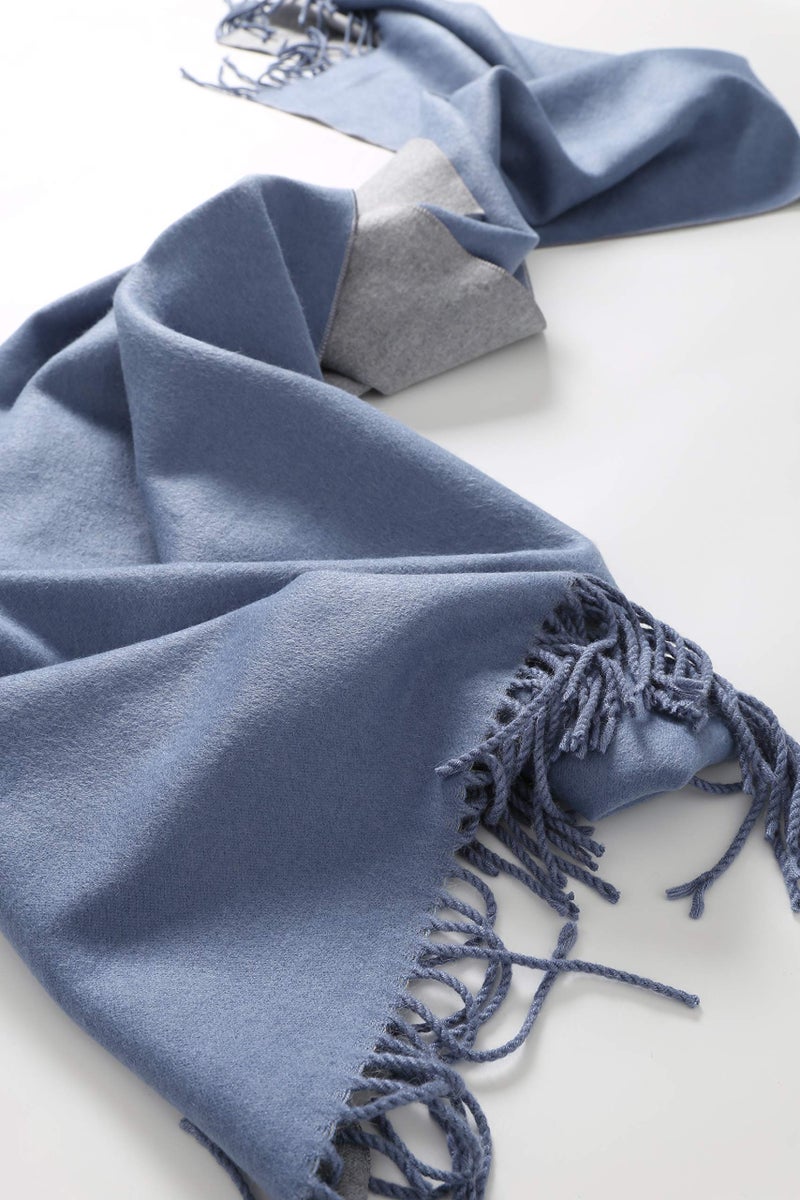 Jeelow Womens Pashmina Shawl Wrap Scarf - Elegant Dressy Evening Poncho Cape for Formal and Wedding Outfits (Blue Grey) - Image 3